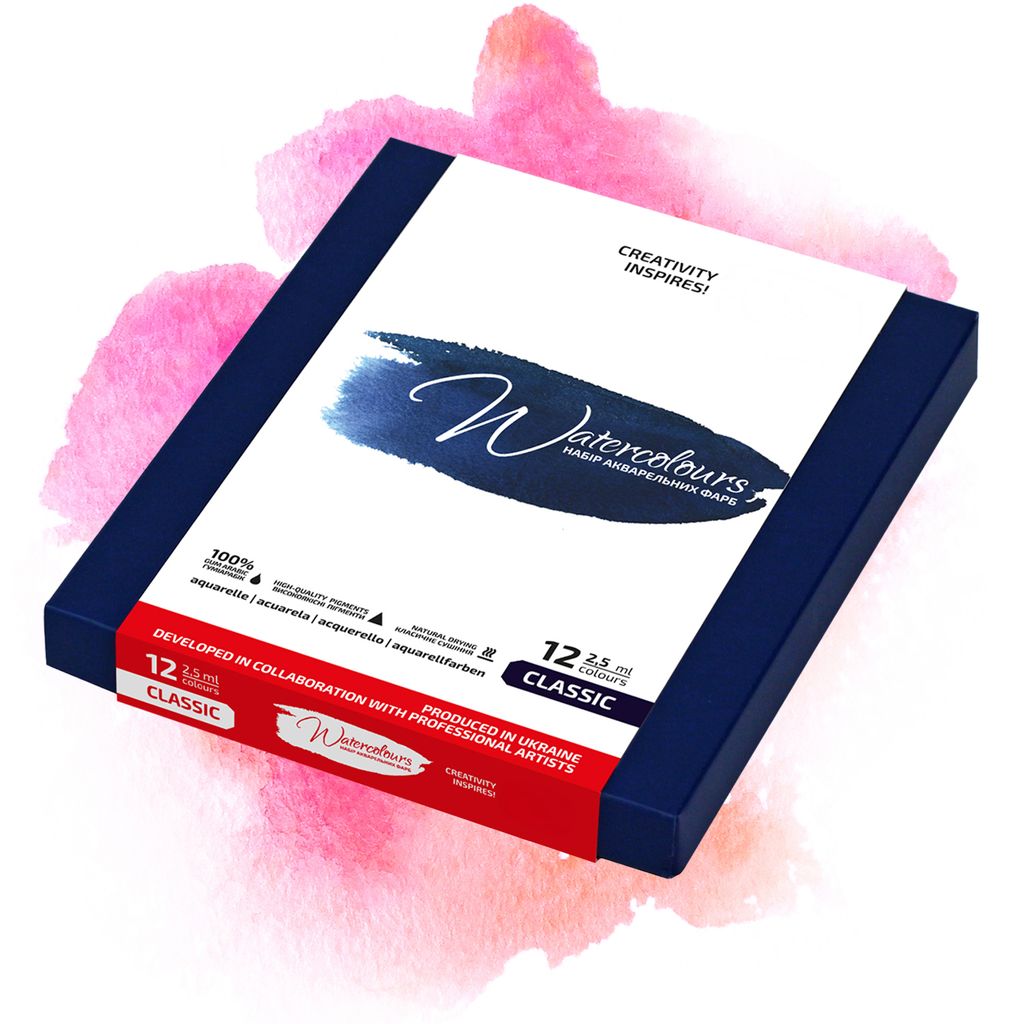 Aquarellfarben 7 Artists 12 Farben Classik Karton | Aquarellfarben Kasten | Aquarellkasten für Künstler | Aquarellfarben Flüssig | Watercolor Paint