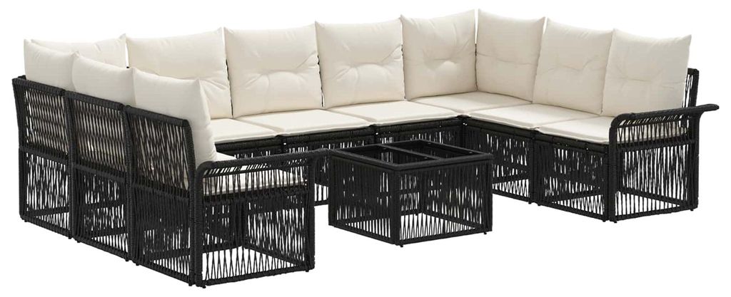 vidaXL Gartensofa-set 10 pcs Schwarz Poly-Rattan