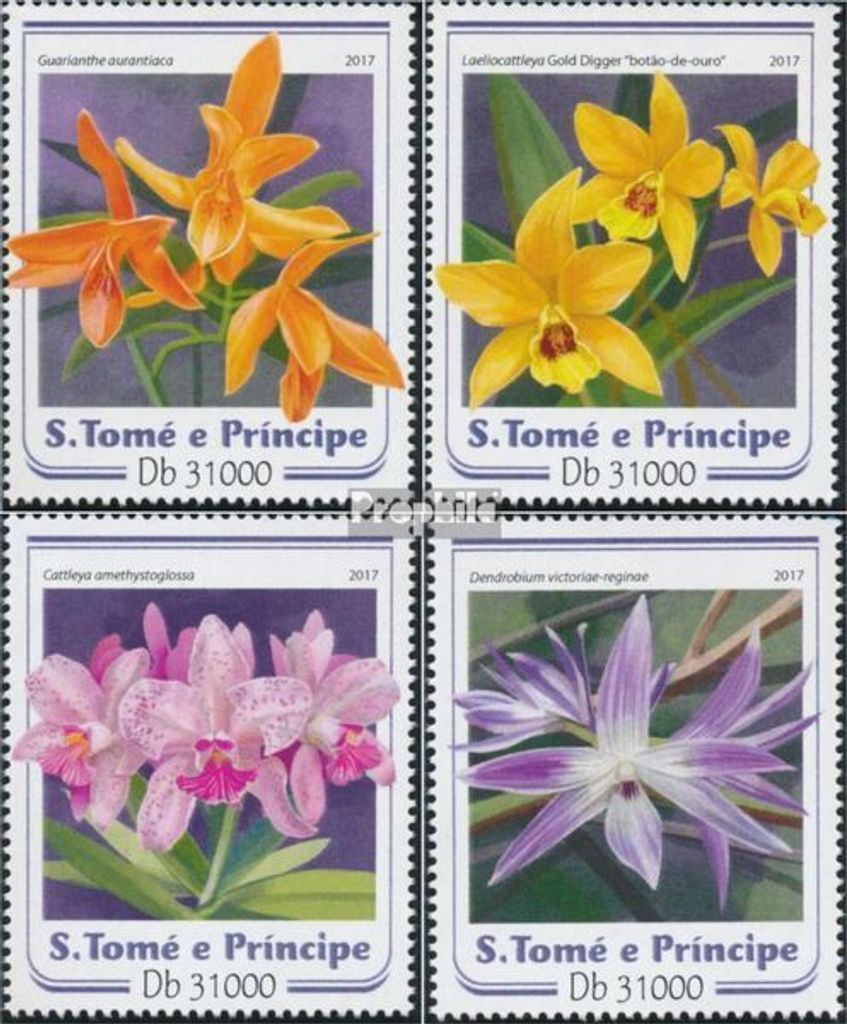 Briefmarken Sao Tome e Principe 2017 Mi 7028-7031 (kompl. Ausgabe) postfrisch Orchideen