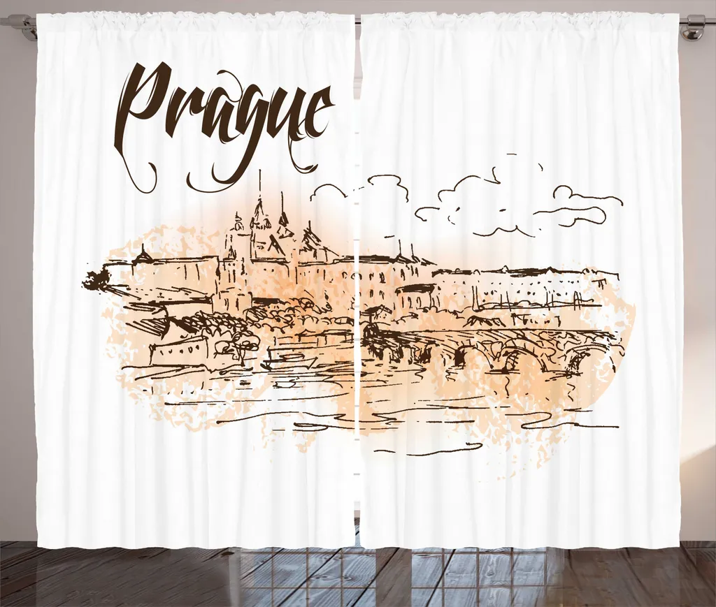 Rideaux universels contre le vis-à-vis - Design Prague Pêche et Marron
