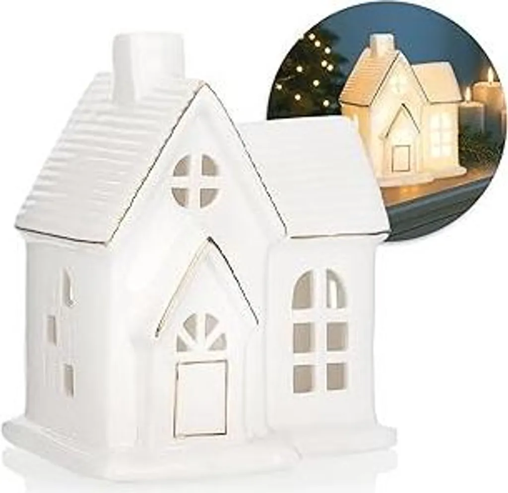 Offerta Casetta Porcellana com-four LED 13,5cm - Regalo Natale Top