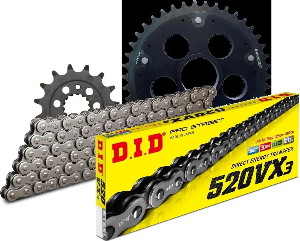 Kit chaîne étanche DID 520 VX3 Stealth Edge à joints X-Ring