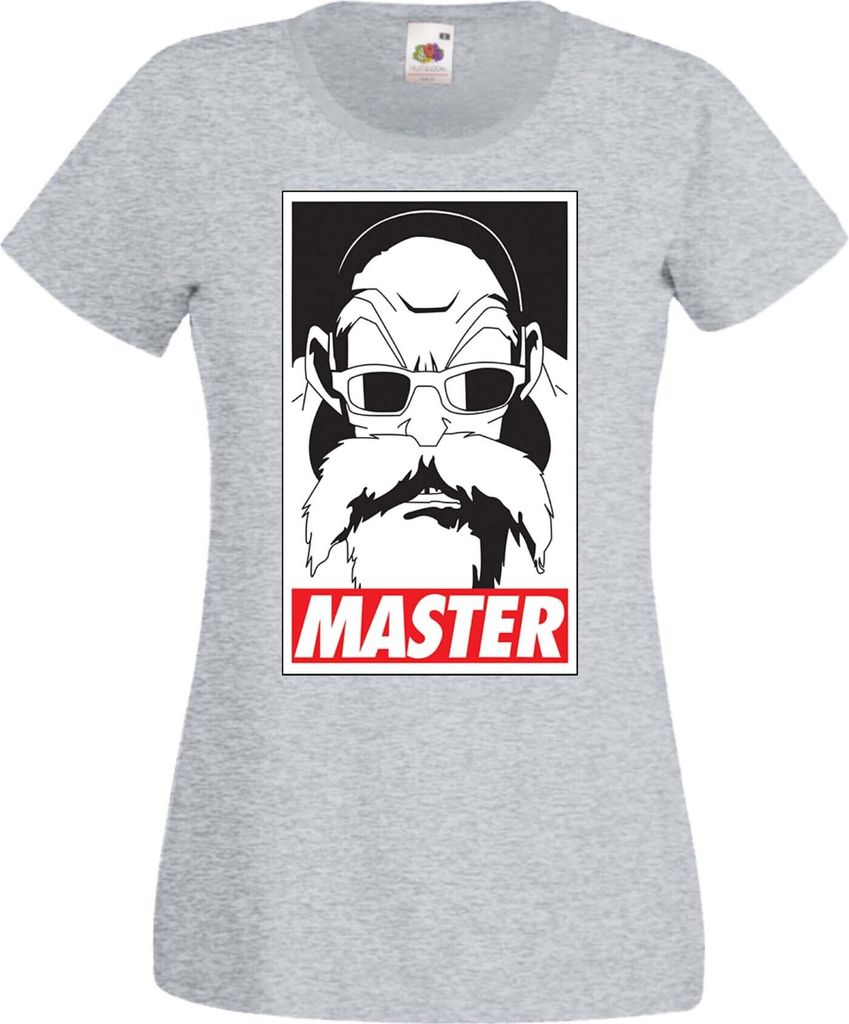 Damen T-Shirt Anime Manga Dragon Anime Manga Ball Z Master Roshi 01 Master Roshi, Lady 2XL / Grau