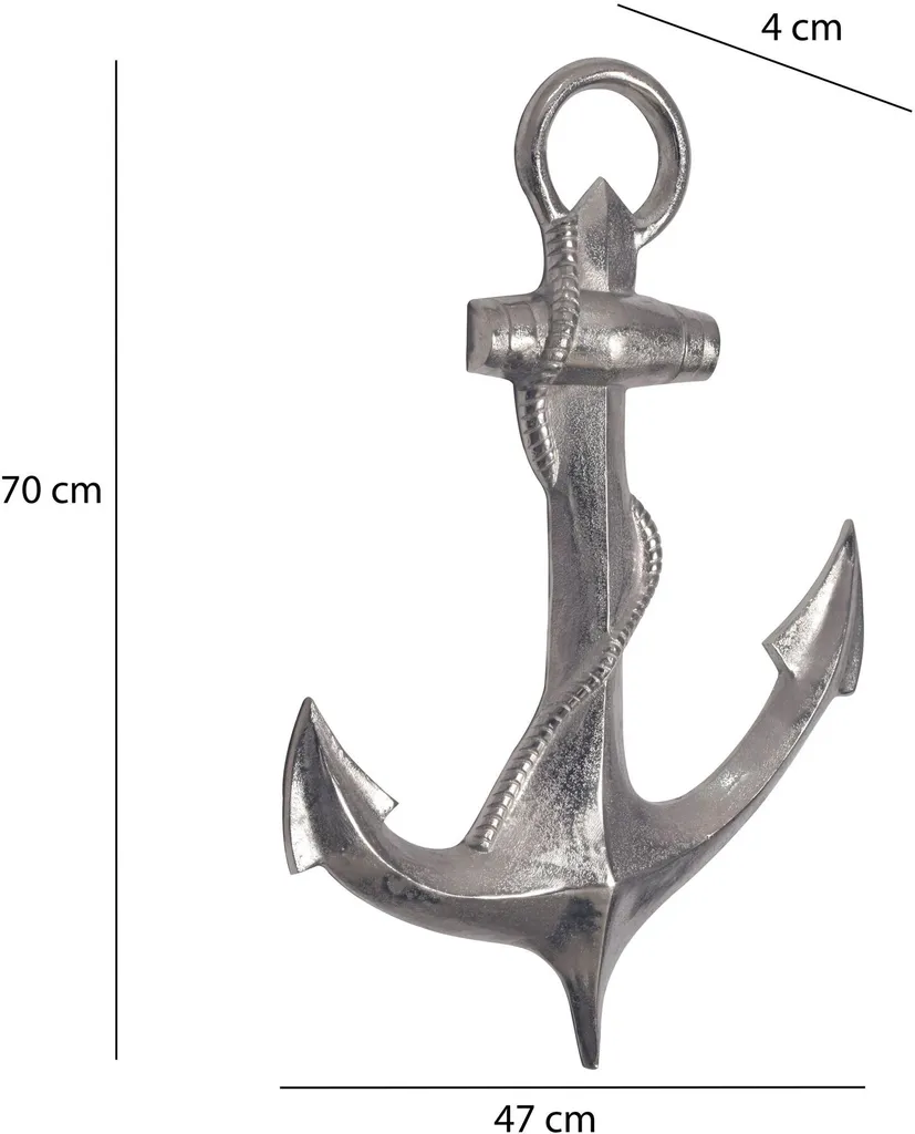 Décoration Marine Intérieure Ancre Argent 70 cm pour Ambiance Maritime