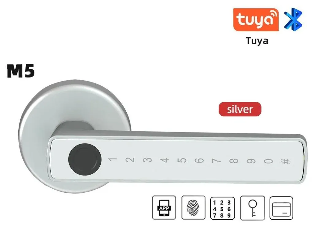 Serrure Bluetooth M5 Argent avec lecteur d'empreinte digitale rapide - 2