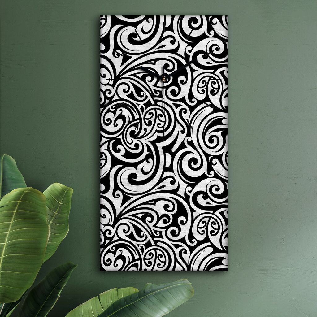 Wohnzimmer Leinwand Uhr Geräuschlos Küche 30x60 Ornamente, Abstrakt, Textur, schwarze Zeiger
