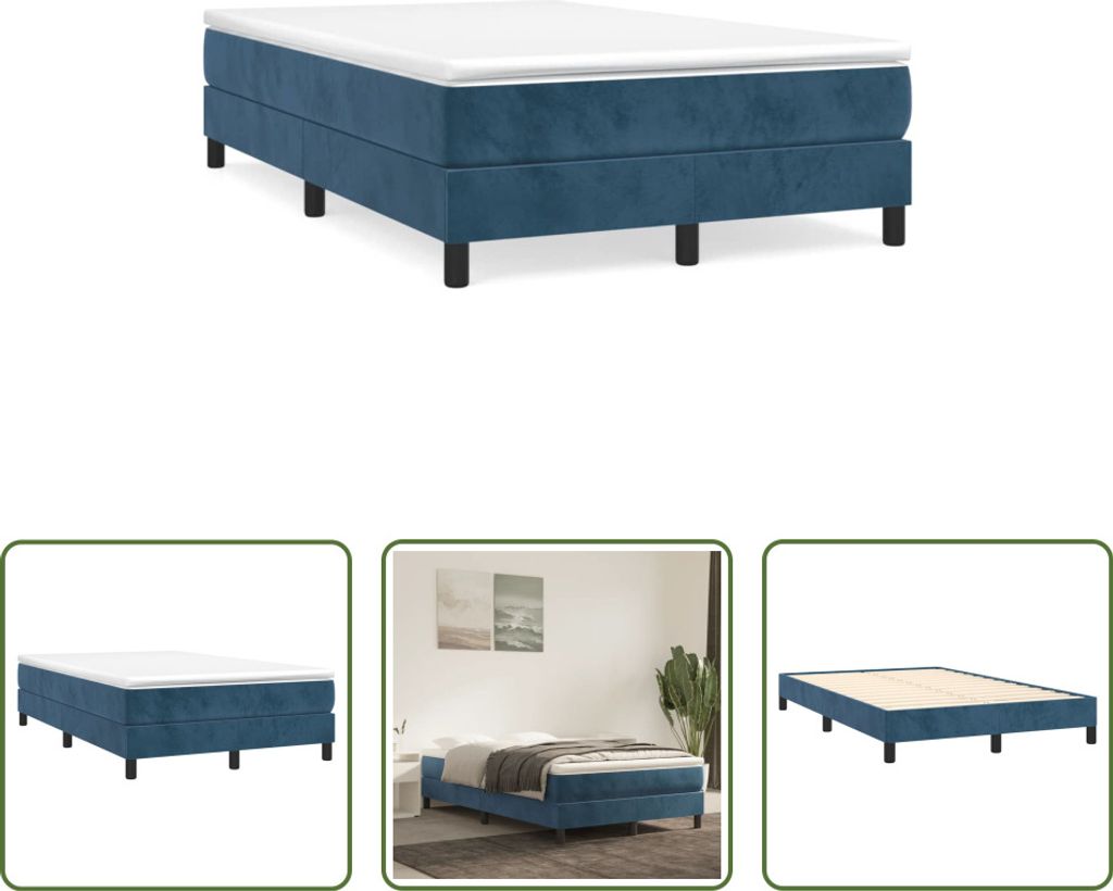 The Living Store Boxspringbett mit Matratze Dunkelblau 120x190 cm Samt