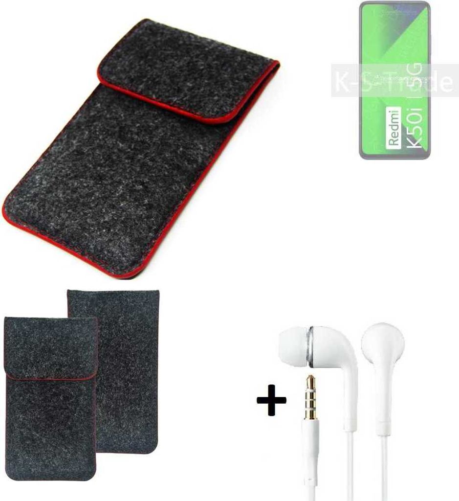 K-S-Trade Handy Schutz Hülle kompatibel mit Xiaomi Redmi K50i 5G Schutzhülle Handyhülle Filztasche Pouch Tasche Case Sleeve Filzhülle dunkelgrau