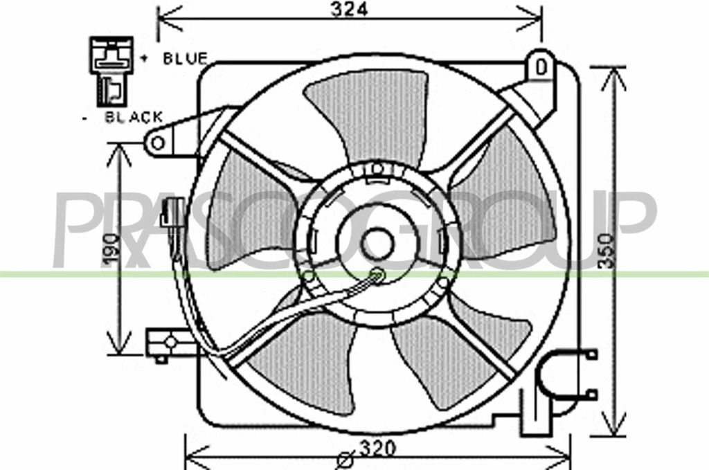 PRASCO DW324F001 - OE 96395500 Kühlerlüfter für Matiz (M200, M250), Spark (M200, M250)