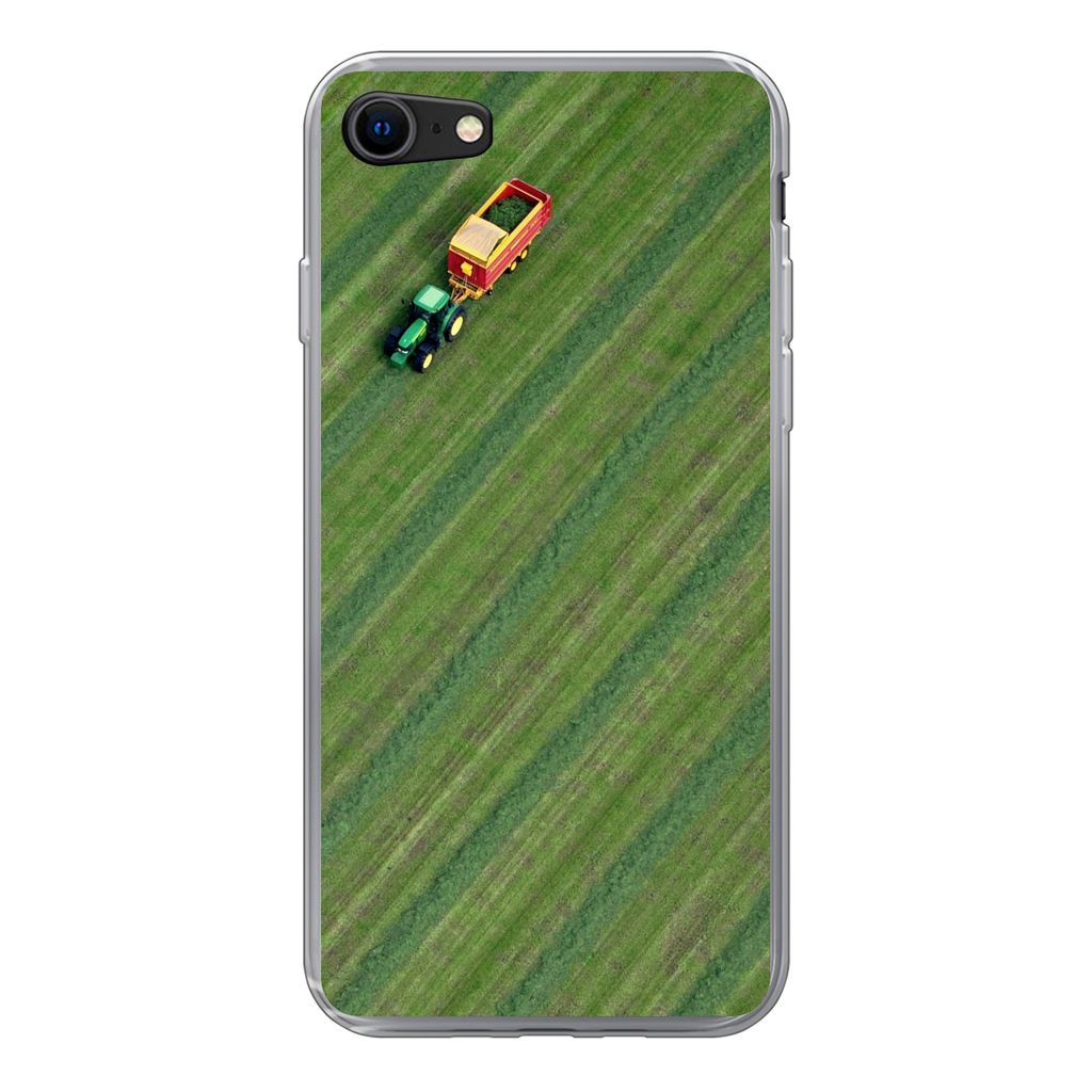 MuchoWow Handyhülle Schutzhülle Hülle für iPhone 8 Zugmaschine - Anhänger - Grün Silikon Softcase Handy Hülle - Schutzhaube