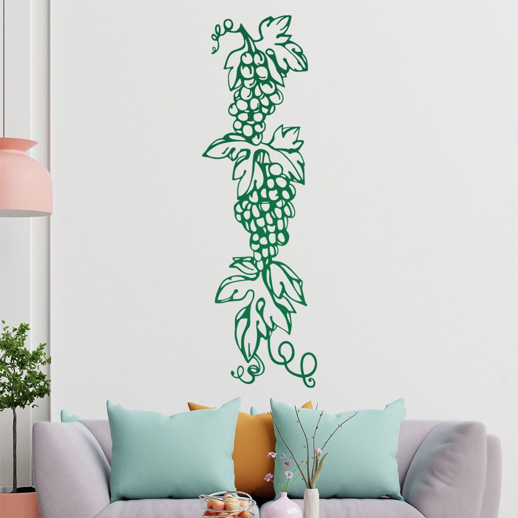 Weintrauben - Pflanze Wandtattoo in 6 Größen - Wandaufkleber Wall Sticker - Dekoration, Küche, Wohnzimmer, Schlafzimmer, Badezimmer