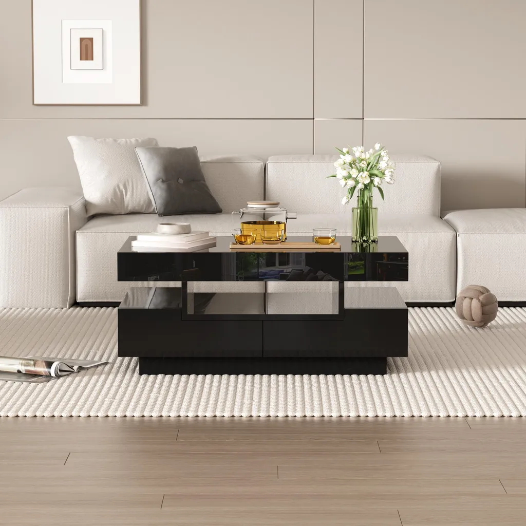 Table basse moderne pour salon avec LED et rangements spacieux - 7