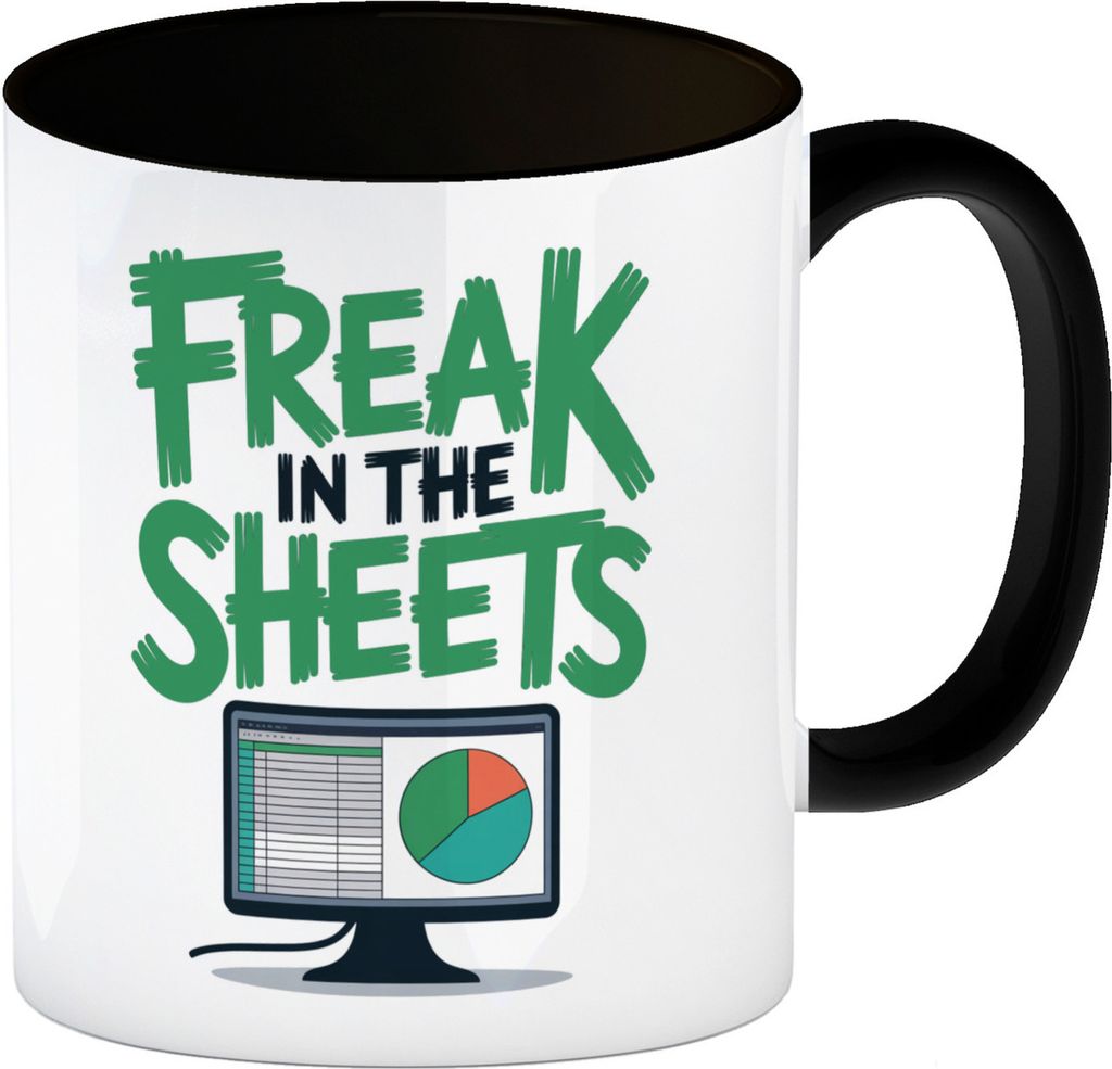 FREAK IN THE SHEETS Kaffeebecher in schwarz für IT-Profis Excel