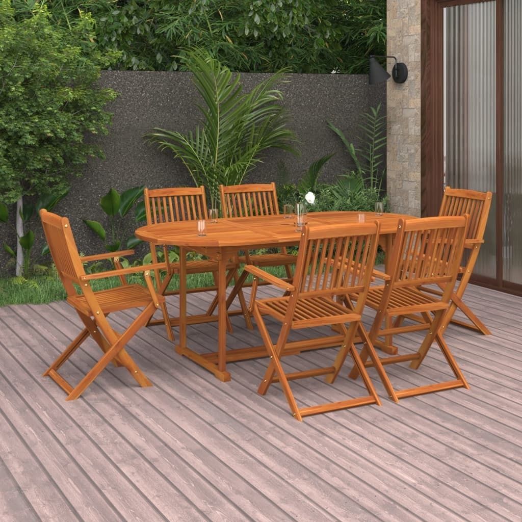 "2026 Promotion" 7-tlg. Garten-Essgruppe - mit Tisch und Stühlen - 180x90x75 cm Massivholz Akazie - Gartenmöbelset CC4279