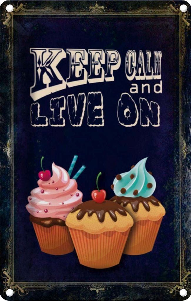 vianmo Blechschild 18x12 cm Cupcake Keep Küche Backen Calm and live on Yoga Essen
