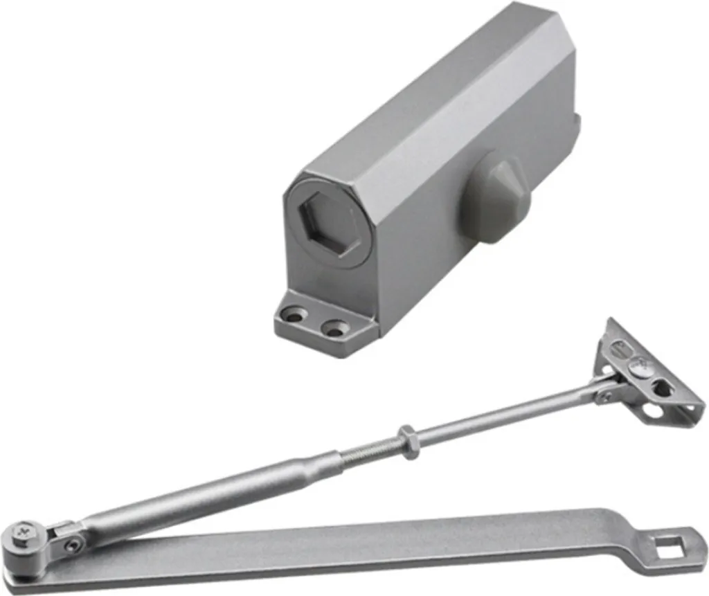Ferme-porte hydraulique industriel argenté pour porte lourde de 85 kg