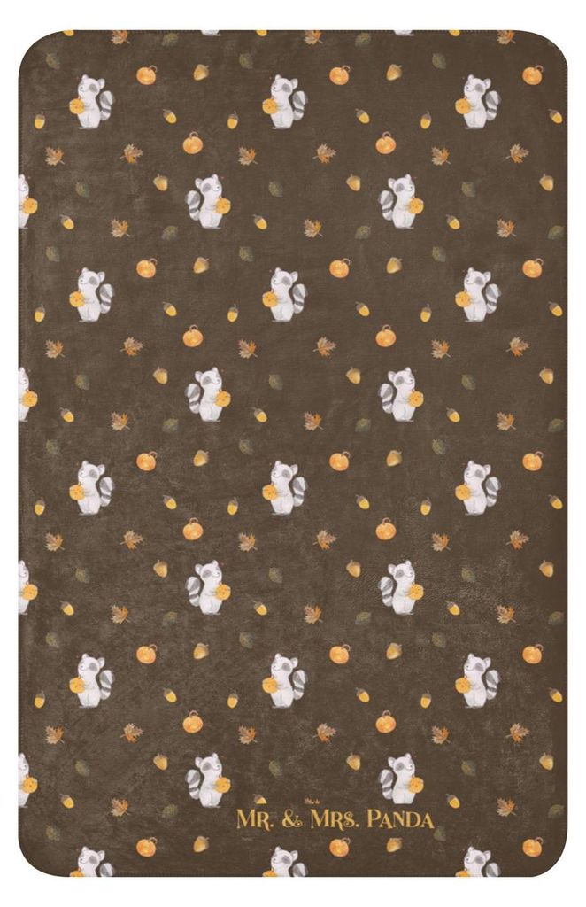 Mr. & Mrs. Panda Kuscheldecke Waschbär Kürbis 100 x 150 cm - Braun - Geschenk, Süßes Sonst Gibt's Saures, Wohndecke, Halloween Deko, Decke, Tag...