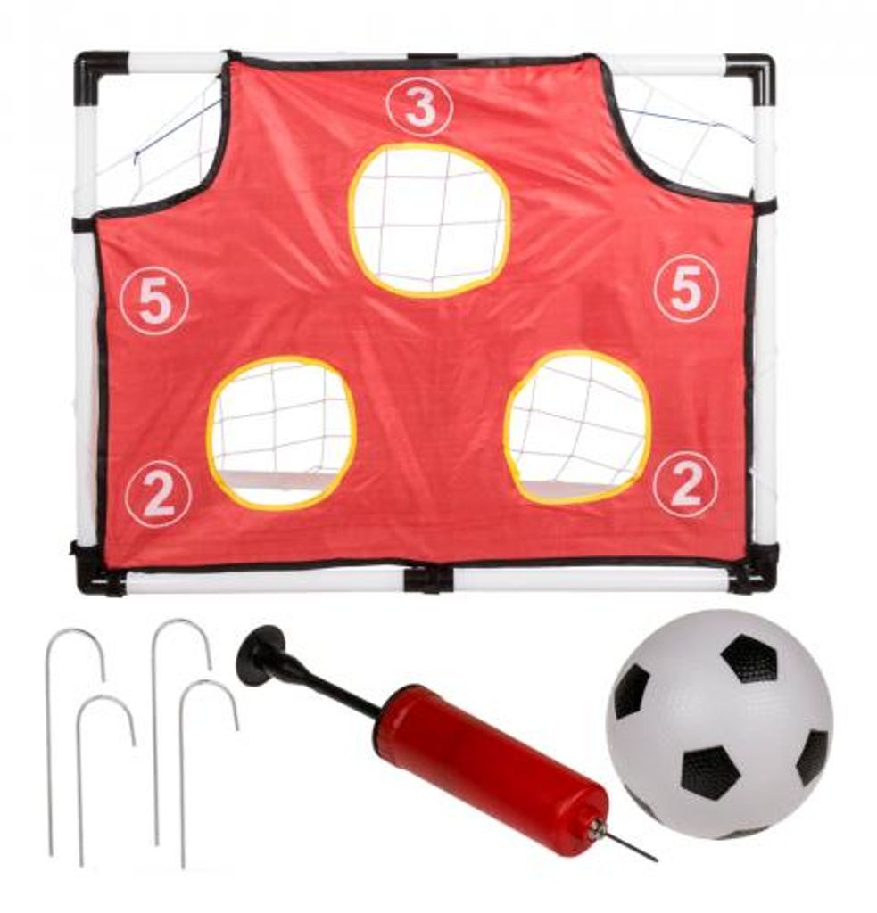 Fußballtor-Set komplett mit Fußball 82 x 65 cm Netz & Torwand Maße ca Pumpe 
