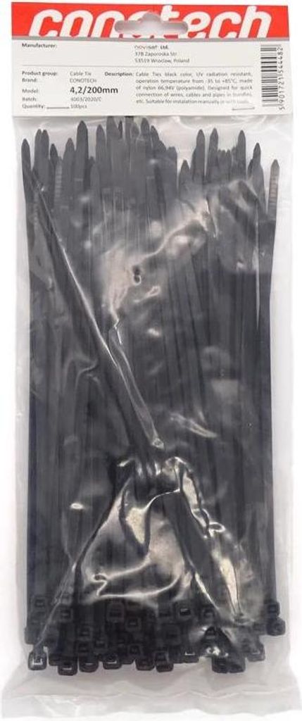 Klemmbinder 4,2x200 schwarz 100 Stück NS