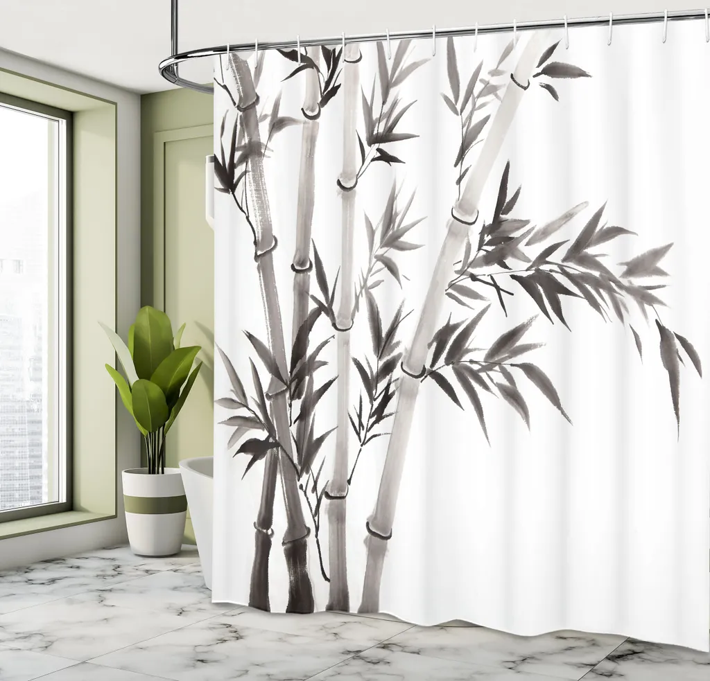 Tenda Doccia ABAKUHAUS Bambù ArtDruck 175x200 | Lusso Zen - 3