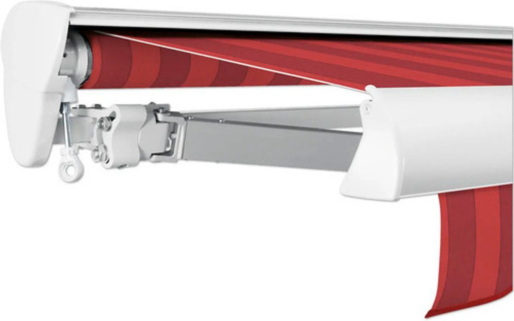 SOLUNA Halbkassettenmarkise Classic 3x2,5 Dessin D035 Gestell E6EV1 silber eloxiert Antrieb links inkl. Kurbel