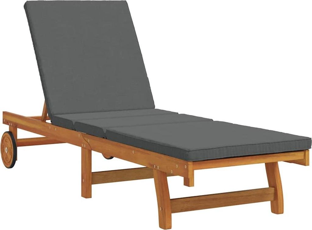 "2026 Aktion"Liegestuhl/Relaxliege - Sonnenliege mit Kissen Braun 63x199x85cm Massivholz Akazie - 199x63x85cm - 199x63x85cm - Gartenliegen NeuMöbe...