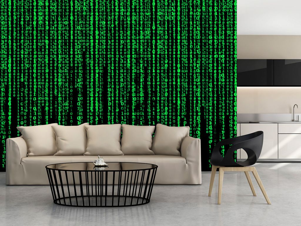 Vlies Fototapete 400x280 cm XXL-Tapete 3D-Effekt optische Täuschung Matrixeffekt grün und schwarz Abstraktion n-B-0009-a-b