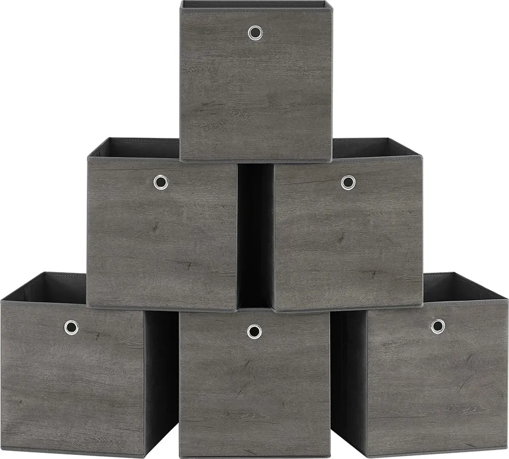 Organiseur de tiroir et étagère gris brumeux : lot de 6 boîtes cubes