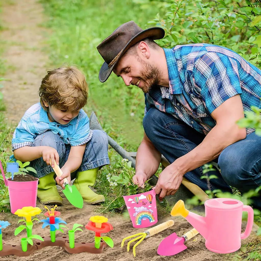 Outils de jardinage enfant 3 pièces avec arrosoir et manche ergonomique