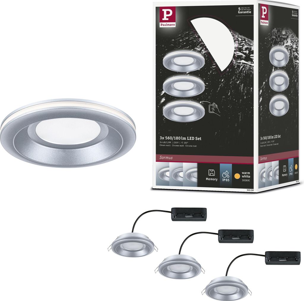 Paulmann LED Einbauleuchte Sormus 3er-Set Produktbild 
