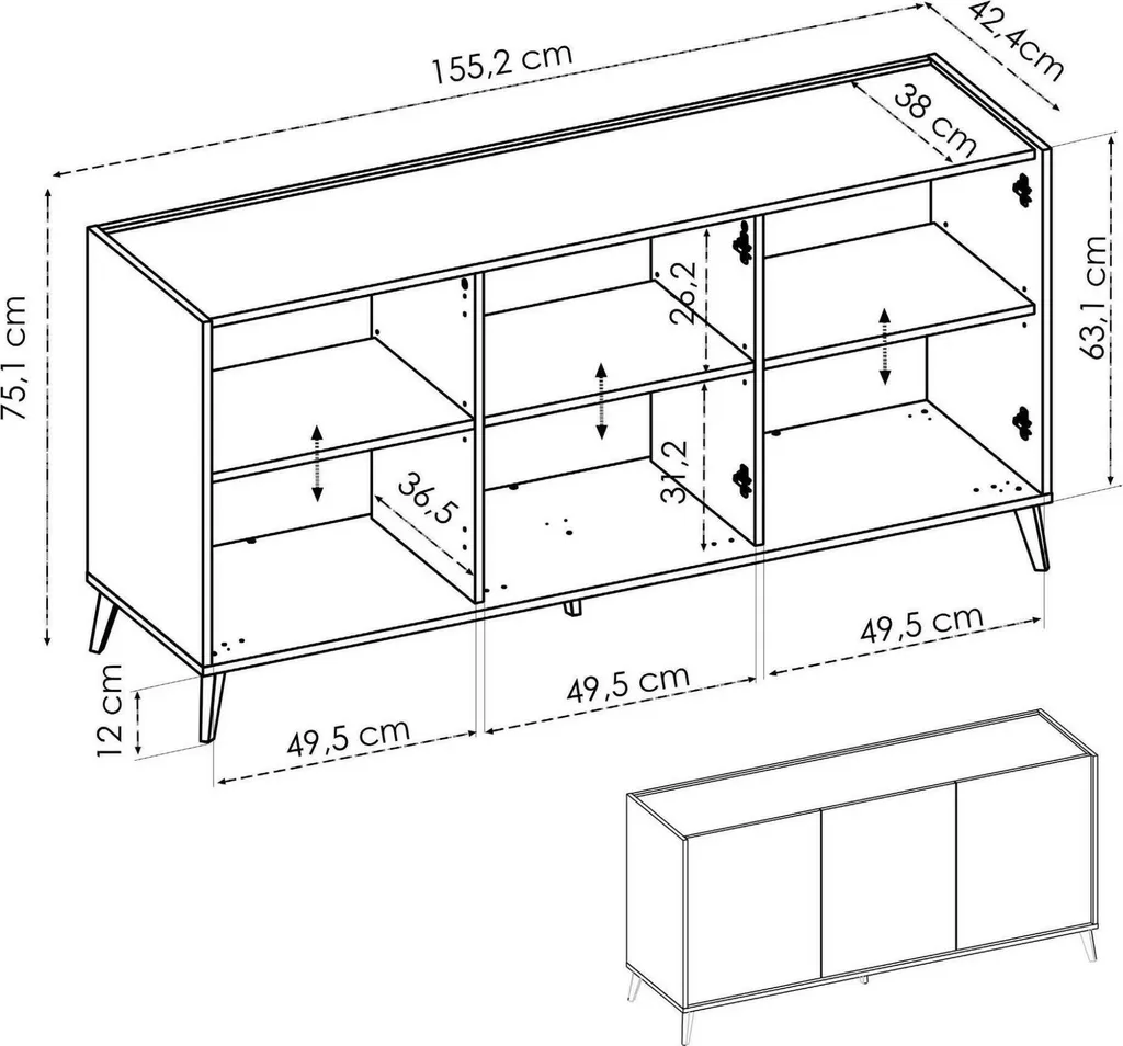 Buffet Afrodite Chêne Brun : Solution de Rangement Large et Design - 3