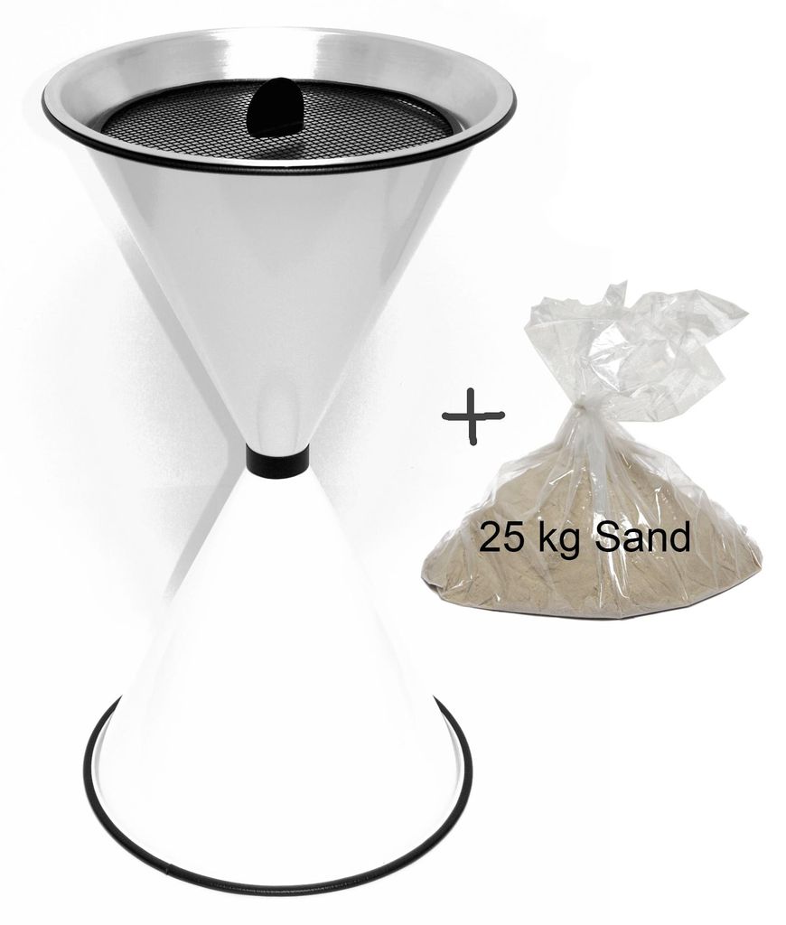 Stand Aschenbecher Diabolo 71x40cm weiß inkl 25kg Quarzsand SZAGATO Aschenbecher groß Stand-Aschenbecher außen Aschenbecher stehend grau Aschenb...