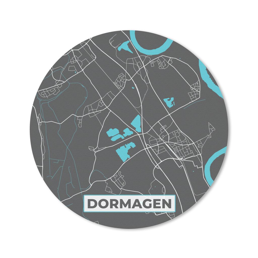 MuchoWow Mauspad Mousepad Karte - Karte von Dormagen - Deutschland - Blau 30x30 cm - Mousepads - Maus Mat - Pad - Mausunterlage - Tischunterlage ...