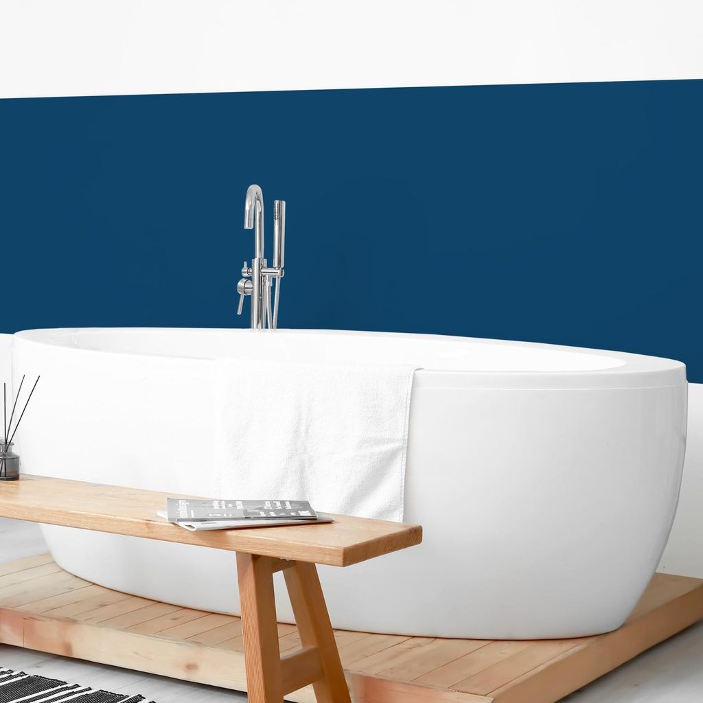 Wandverkleidung Bad mit Motiv selbstklebend - 0.61 mm Wandpaneel matt wasserfest Design blau Unifarben Badrückwand fugenlos 150x60 cm