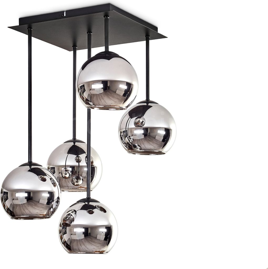 Cesaro Deckenlampe aus Metall/Glas in Schwarz/Chromfarben