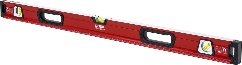 STIER Premium Wasserwaage, mit Magnet und drei Libellen, Produktbild 