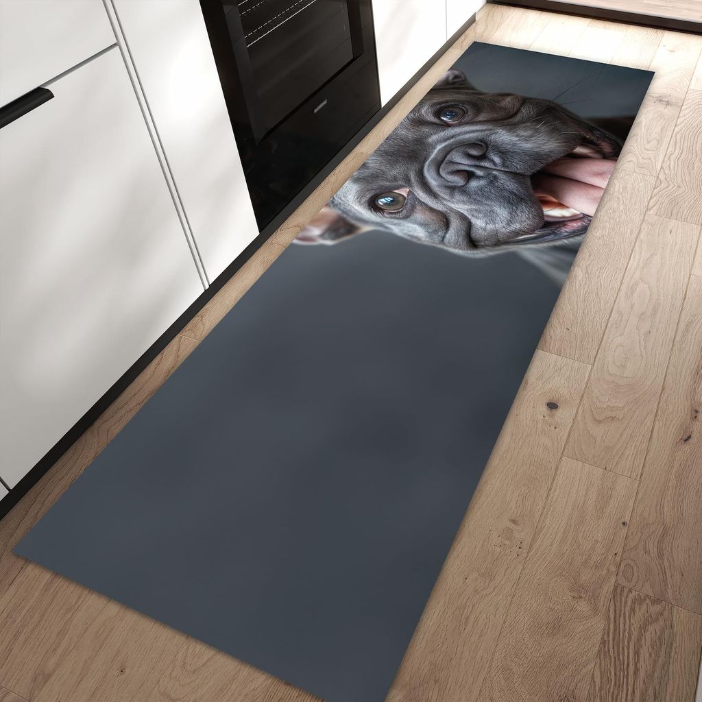 Küchenteppich 60x90cm rutschfest & abwischbar PVC Läufer - Lachender Hund
