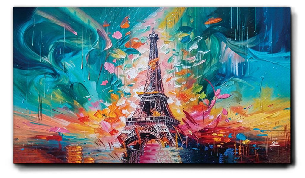 Giallobus - 66 - Torre eiffel - Giallobus - 100L x 60B cm - Bild - Premium Loom Canvas mit hoher Dicke