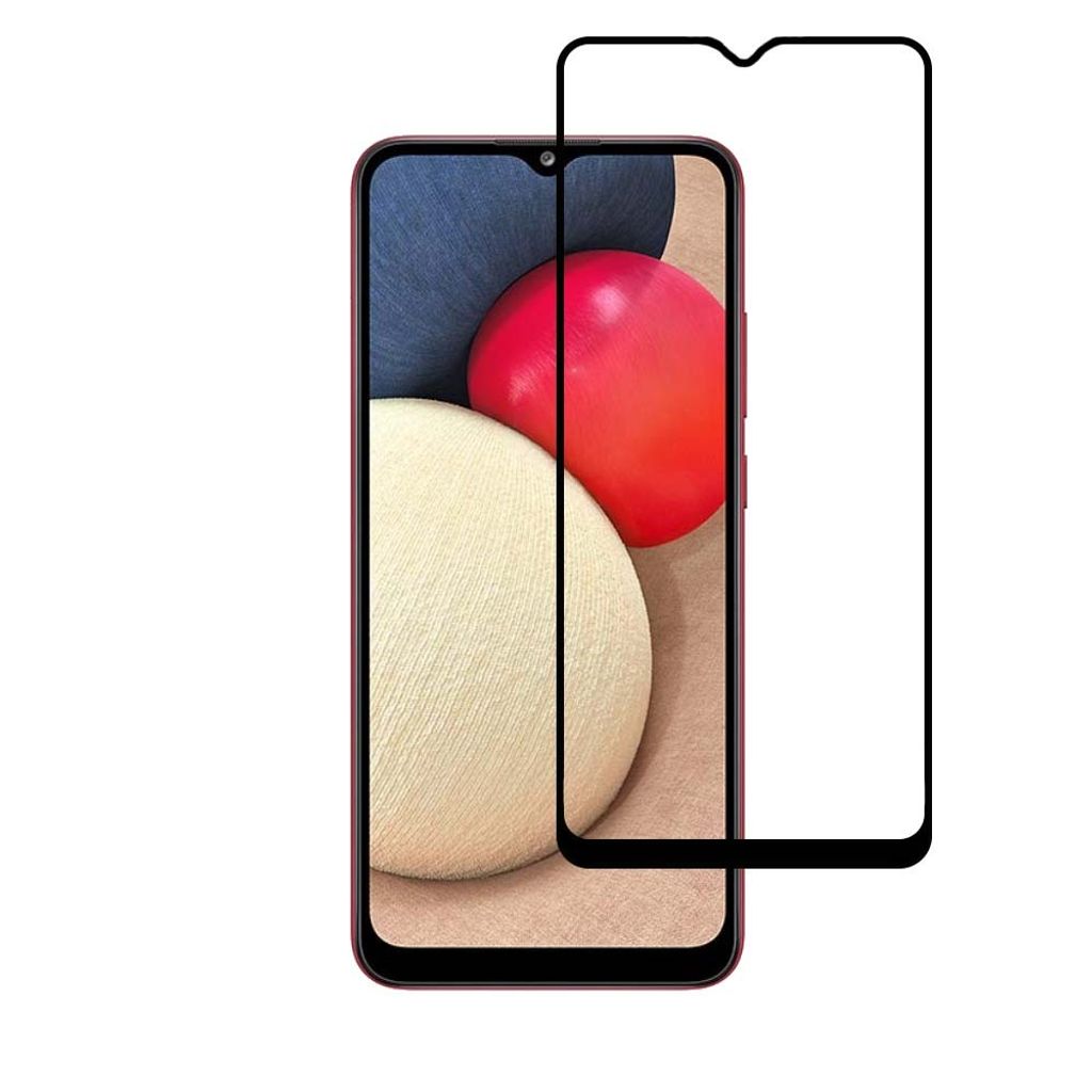 Smartphonica Samsung Galaxy A02s volle Abdeckung gehärtetem Glas Bildschirmschutz aus gehärtetem Glas mit abgerundeten Ecken