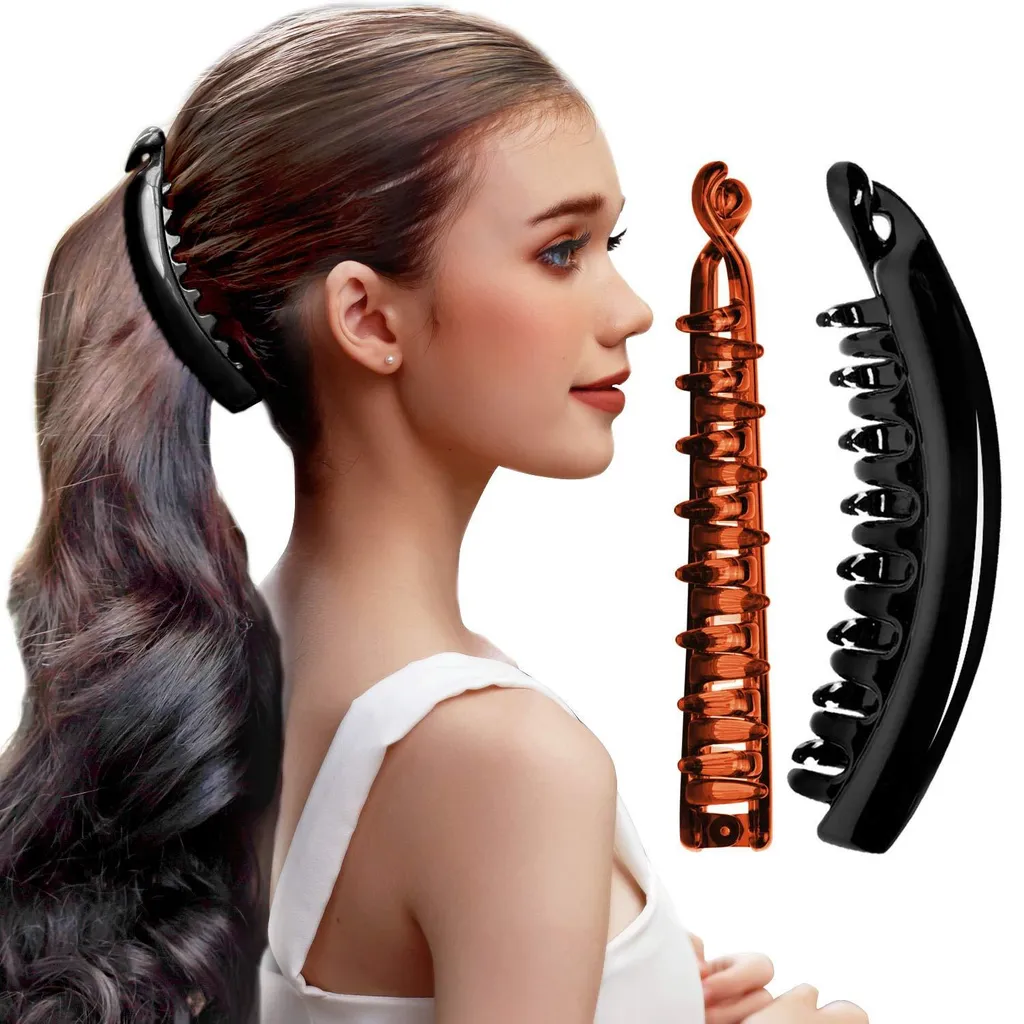 Grande barrette banane incassable pour cheveux épais lot de 2 pièces
