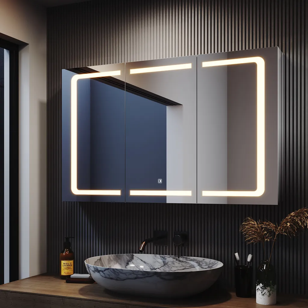 Armoire Miroir LED Inox 105cm : Fini le Désordre et le Mauvais Éclairage
