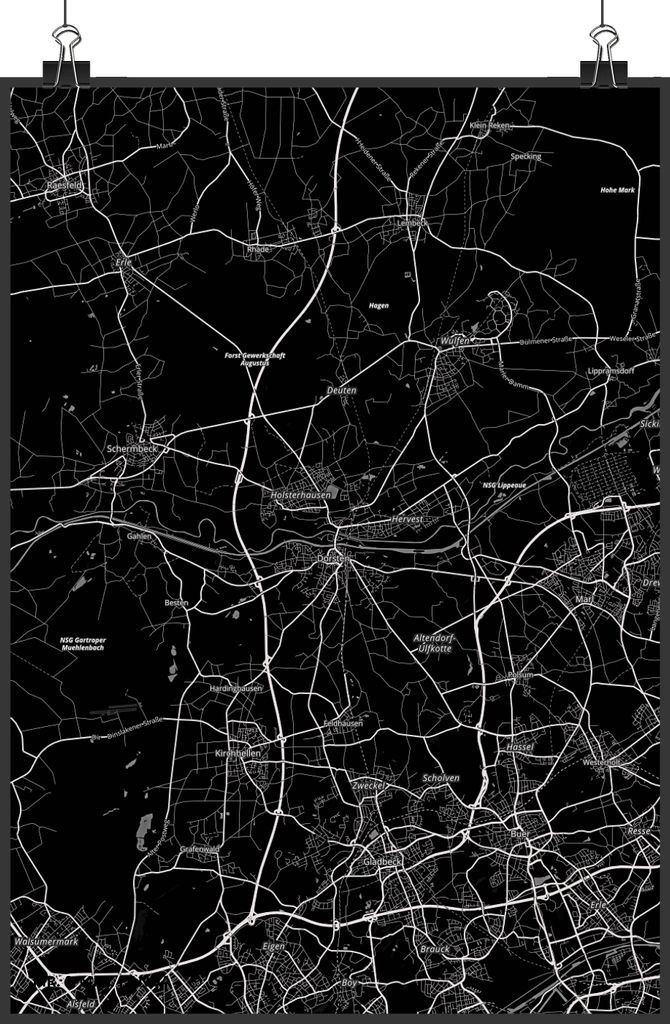Mr. & Mrs. Panda Bild Dorsten DIN A5 - Geschenk, kunstdruck poster, wanddeko, drucke, Wandbild, Stadt Dorf Karte Landkarte Map Stadtplan, Plakat
