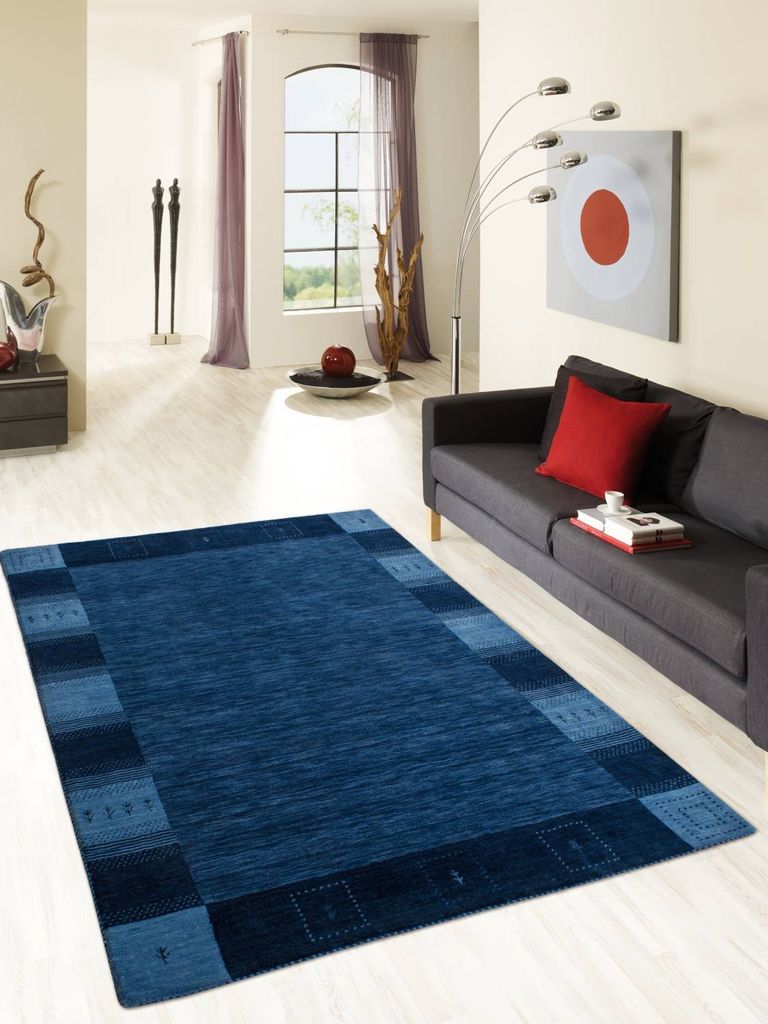 Teppich NONZA BORDÜRE | Farbe: Blau; Größe: 250 x 350 cm | strapazierfähig und leicht zu reinigen | Wohnzimmer | Schlafzimmer