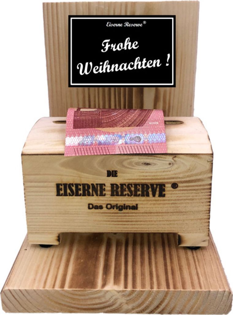 Frohe Weihnachten - Eiserne Reserve - Geldbox - Geldgeschenk Schatztruhe - Geschenk für Weihnachten - Geld verschenken