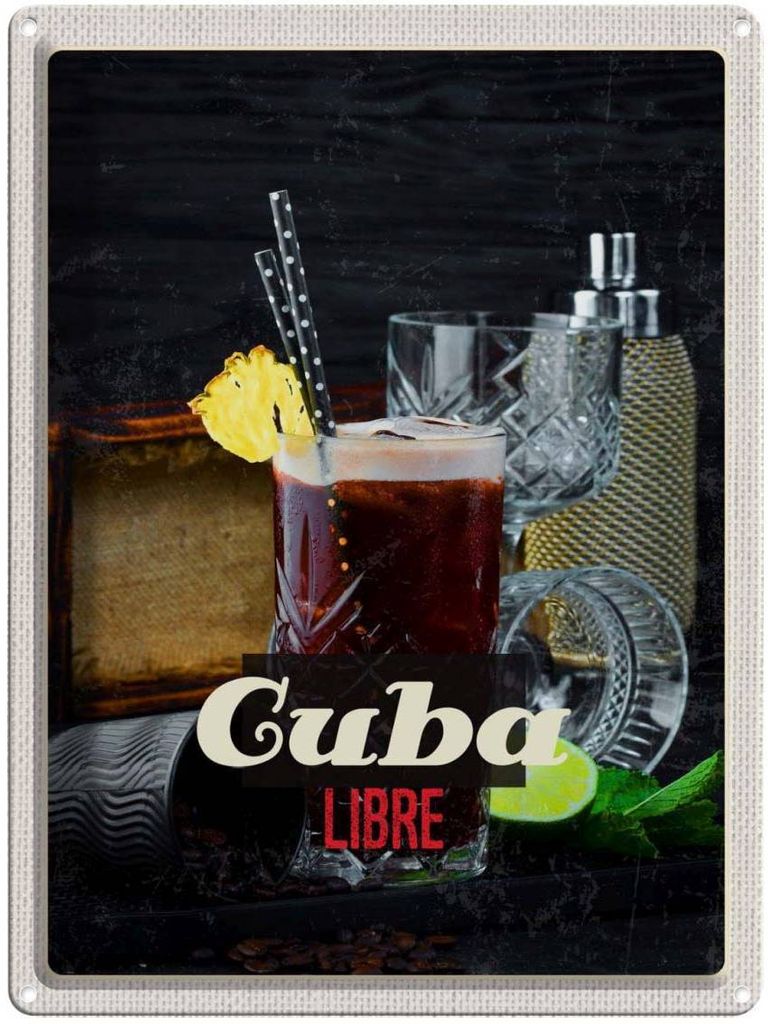 vianmo Blechschild 40x30 cm Cuba KaribikGetränke Libre Bildmotiv Reisemotiv Essen Trinken Abenteuer Reisen Urlaub