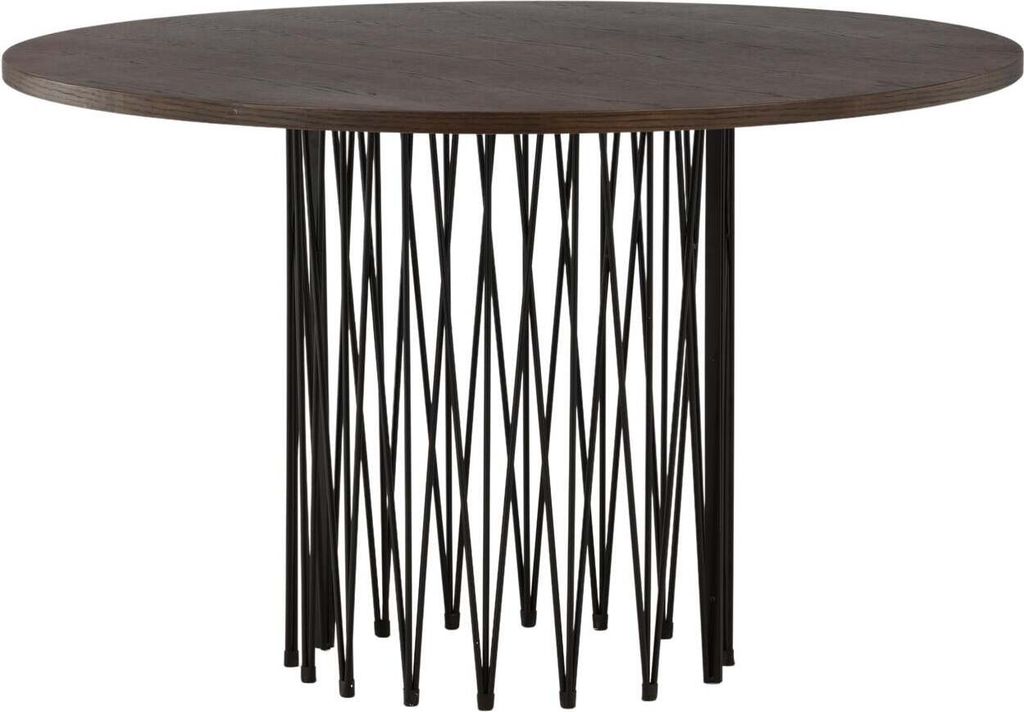 FURNLUX Esstisch Stein Nussbaum Und Schwarz 120cm / Hauptfarbe: Braun / Abmessungen: 120 x 120 x 74 cm