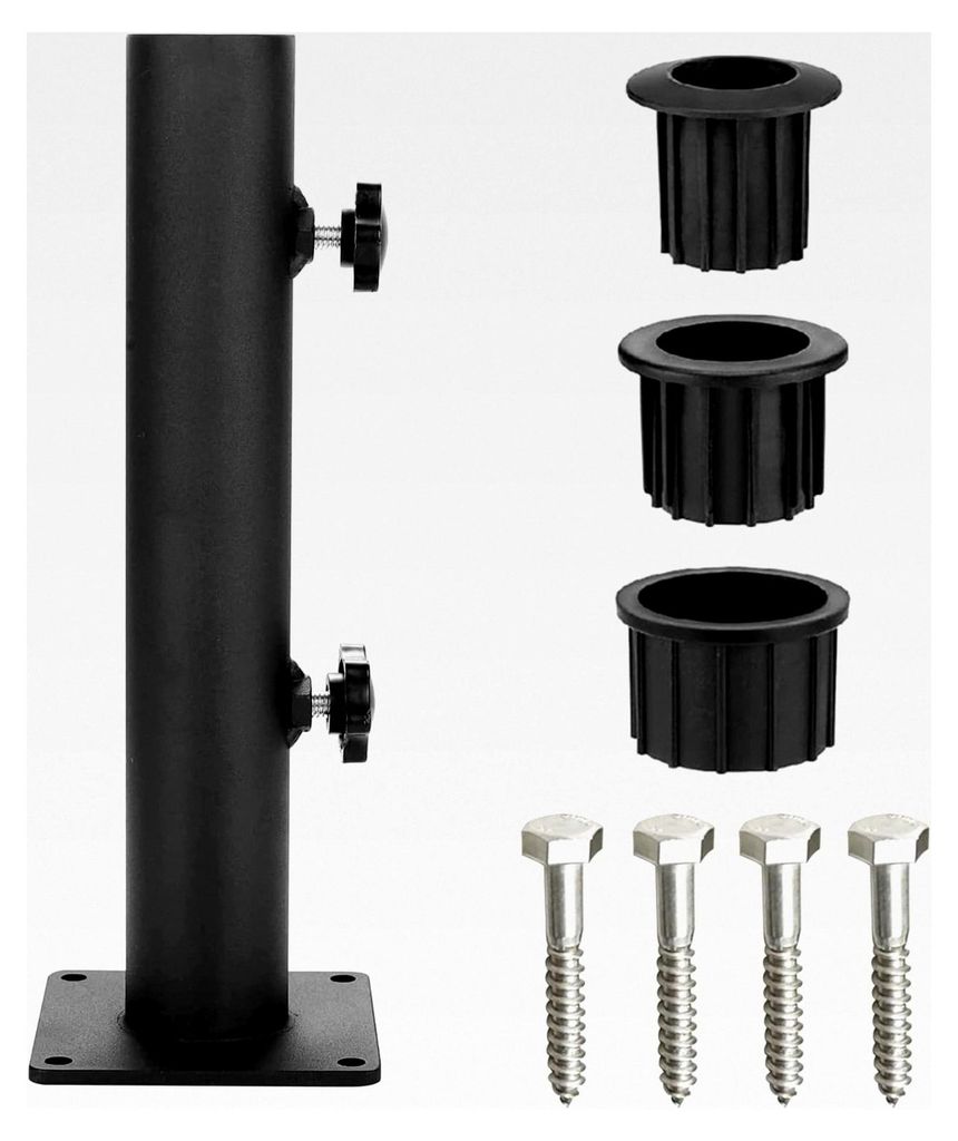 Edelstahl Standrohr Schirmständer für den Außenbereich, Sonnenschirmhalterung für Granitplatte ø Max 55mm mit 4 Bohrungen und verstellbarem Kn...