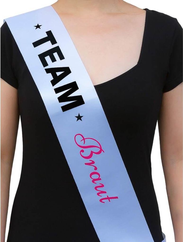 Oblique Unique Schärpe Team Braut JGA Junggesellinnenabschied Hen Party weiß