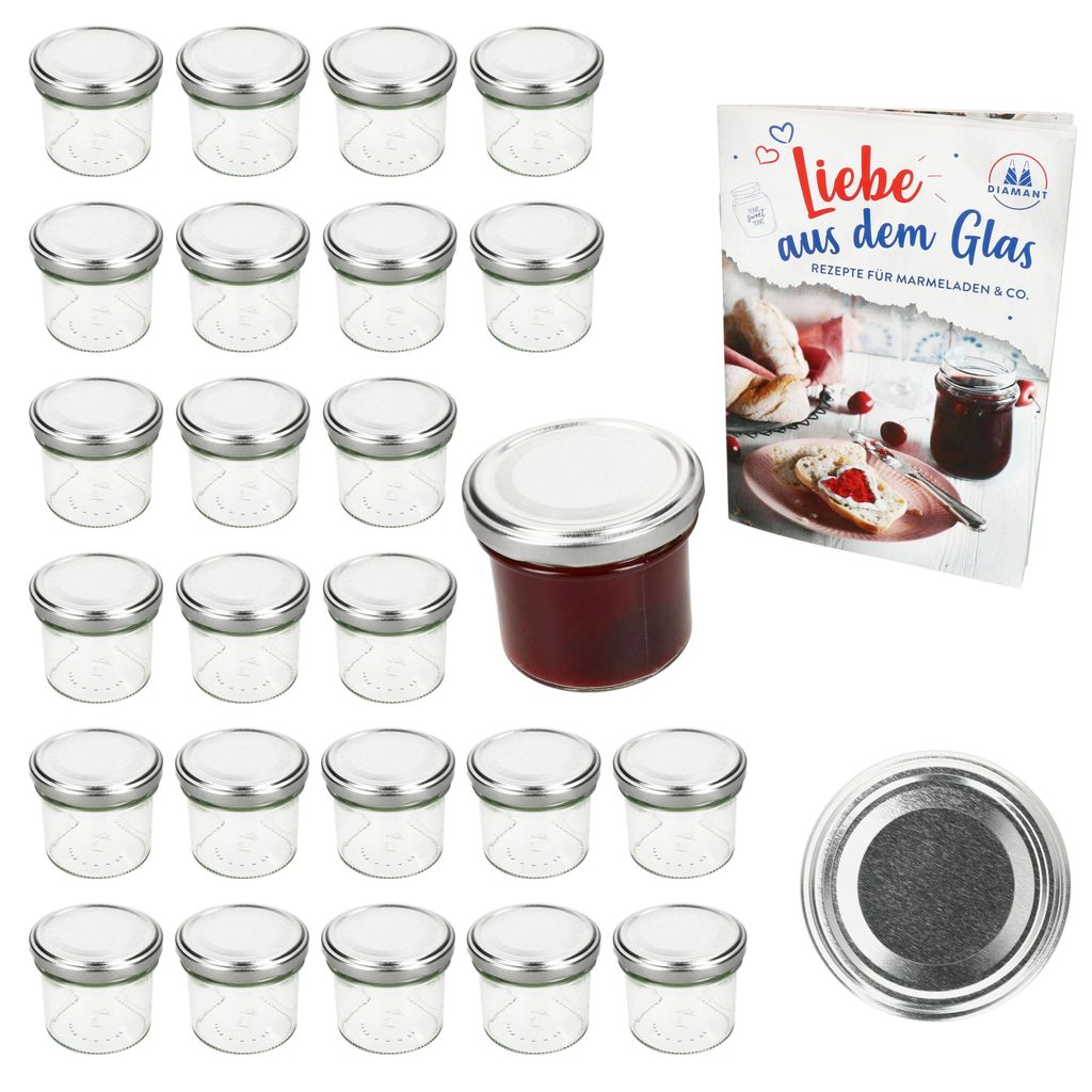 25er Set Sturzglas 125ml Einmachglas TO66 Silber Deckel Produktbild 