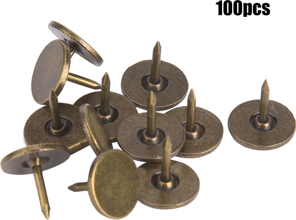 100 Stück Nagel-Flachkopf, Cyan-Bronze, dekorative Möbelstifte für Sofa, Möbel und Widder, 11 mm Durchmesser, 11 mm Gesamtlänge